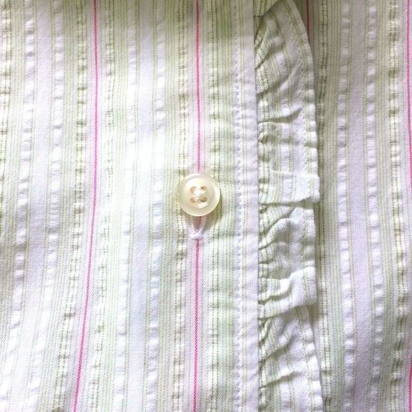 Land’s End NEW Green Stripe Sleeveless Button Down Shirt - Picture 4 of 6